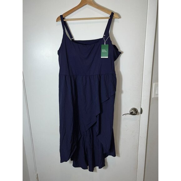 NWT Halara Navy Blue Breezeful Flowy Asymmetric Midi Dress Size 3x Womens - Picture 2 of 8